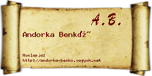 Andorka Benkő névjegykártya